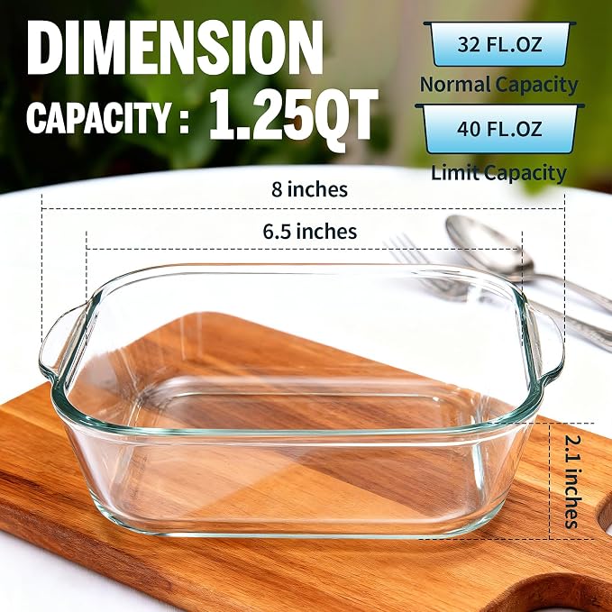 6"x6" Baking Pan, Square Baking Dishes 2 Pack Glass Bakeware Dish - Image 3