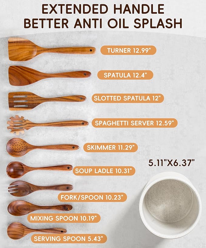 Nucookery Wooden Cooking Utensils Set - Image 4