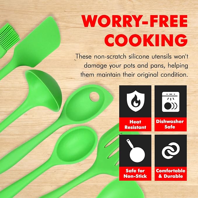 Chef Craft Premium Silicone Kitchen Tool and Utensil Set, 7 Piece - Image 3
