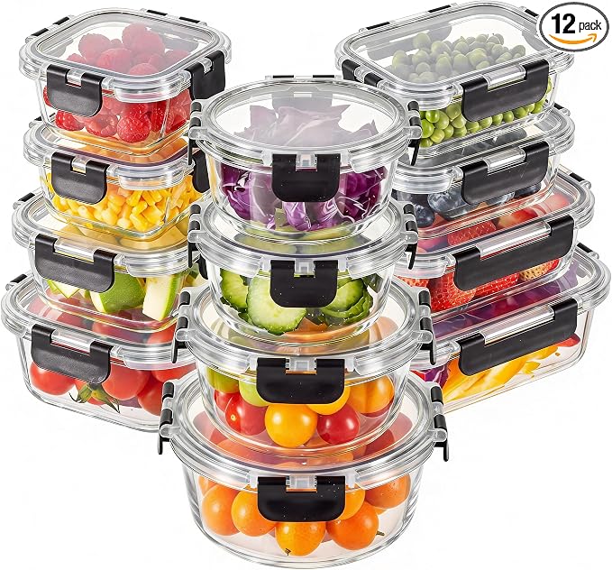 Liuruiyu 12 Pack Glass Food Storage Containers by Liuruiyu