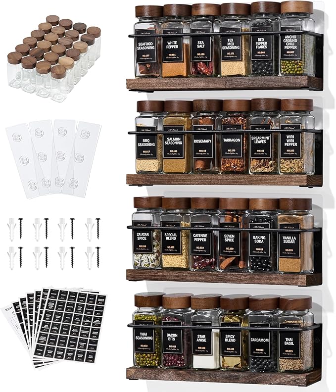4-Tier Wall Mount Spice Rack Organizer by KitHero