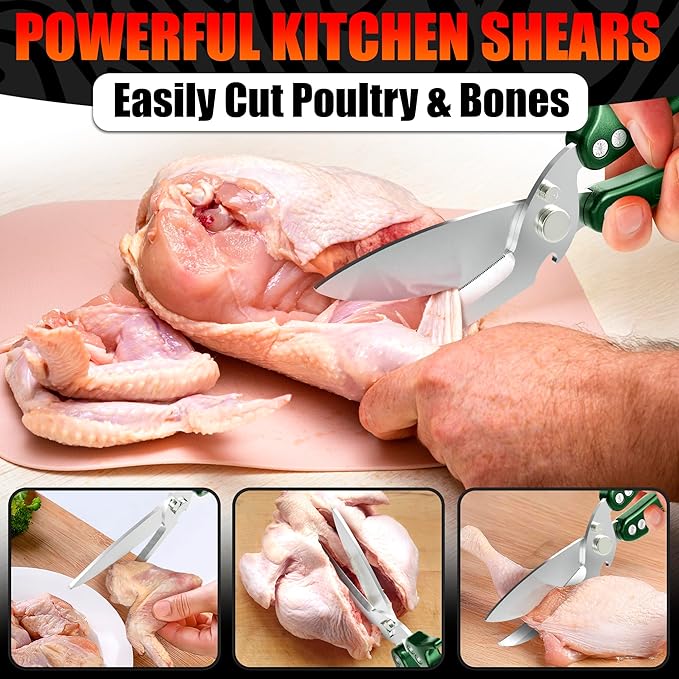 Heavy Duty Poultry Shears – Kitchen Shears Dishwasher Safe, Spring-Loaded - Image 5