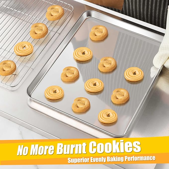 Homikit 1 Pack Baking Sheet, 16x12 Inch Stainless Steel Cookie Tray Set - Image 7