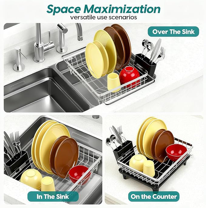 MERRYBOX Stainless Steel Dish Drying Rack, Expandable Dish Drainers - Image 9