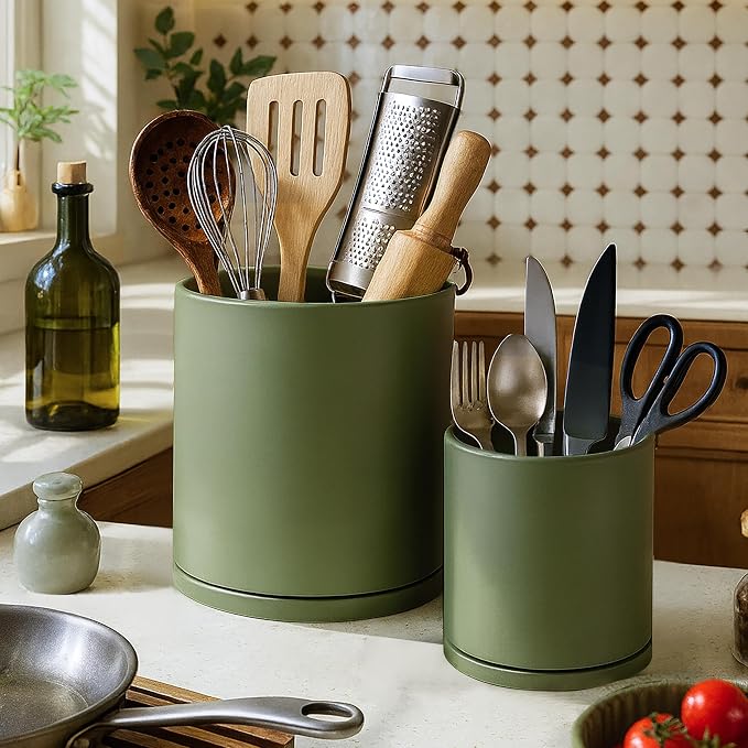 D'vine Dev 360° Rotating Utensil Holder Set – 7.2"+5" Kitchen Utensil Crocks - Image 5