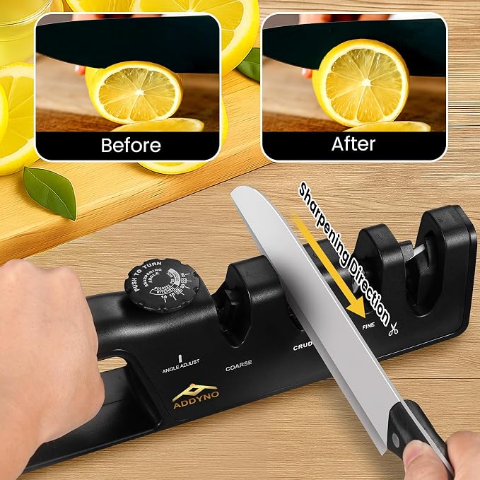 4-in-1 Knife Sharpener with Angle Guide, Adjustable Edge, 3-Stage - Image 4
