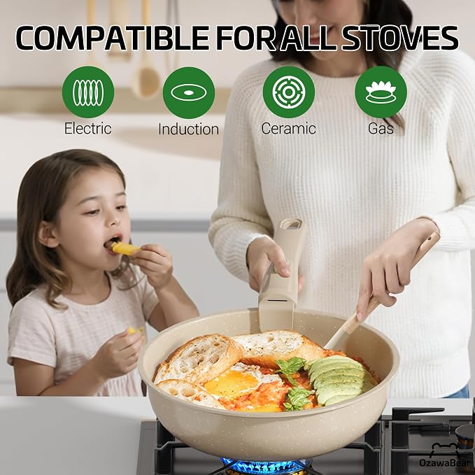 26 Pcs Pots and Pans Set Non Stick, Ceramic Cookware Set Non Toxic - Image 5