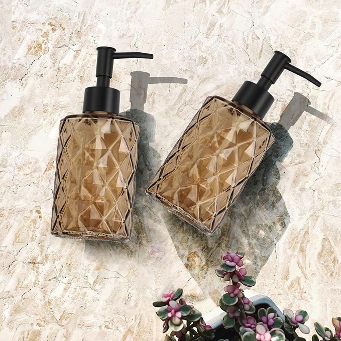 Dark Brown Glass Soap Dispenser - Image 7