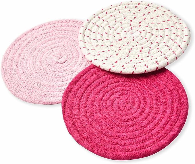 Kitchen Potholders Set Trivets Set 100% Pure Cotton Thread Weave Hot Pot - Image 2