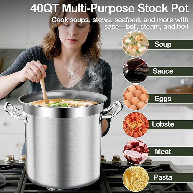 Large Stock Pot-40QT Stainless Steel Stockpot - Image 4