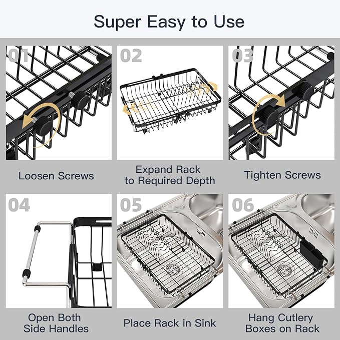 MAJALiS Expandable Stainless Steel Over The Sink Dish Drying Rack - Image 10