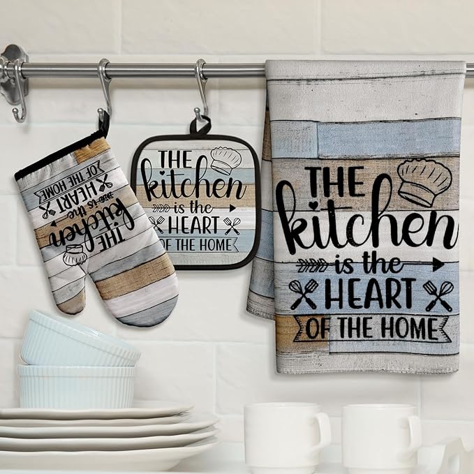 Sratte 6 Pcs Kitchen Decor Accessories Set Farmhouse Towels Pot Holders Oven - Image 7