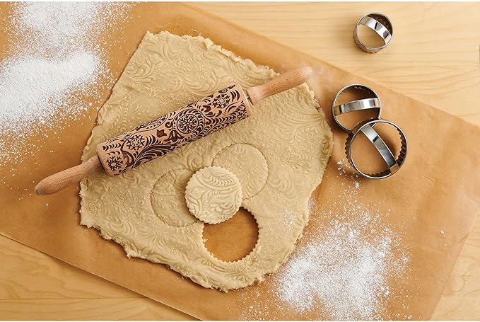Mrs. Anderson’s Baking Embossing Rolling Pin, Paisley Design, European Beechwood - Image 3