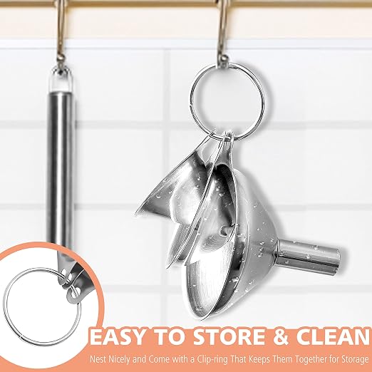 Anaeat Stainless Steel Mini Kitchen Funnel Set, 3 Pack Durable Metal Filling - Image 8