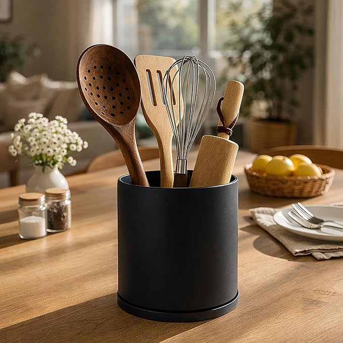 D'vine Dev 360° Rotating Utensil Holder – 7.2" Kitchen Utensil Crock - Image 6