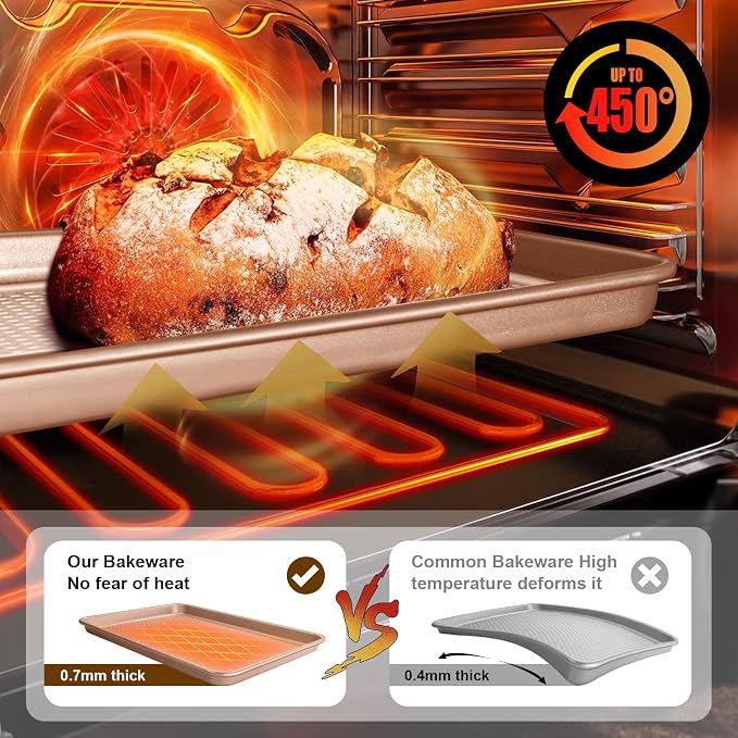 Wildone 2 Pack Half Sheet Baking Pans, Honeycomb Embossed Nonstick Baking Sheet - Image 5