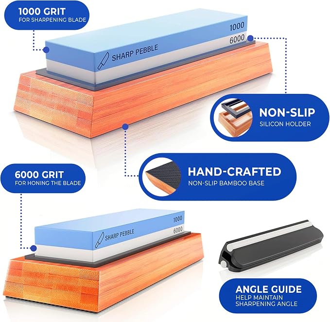 Sharp Pebble Premium Whetstone Knife Sharpening System – 1000/6000 Grit - Image 2