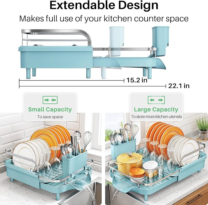 SNTD Dish Drying Rack, Expandable Dish Rack - Image 3