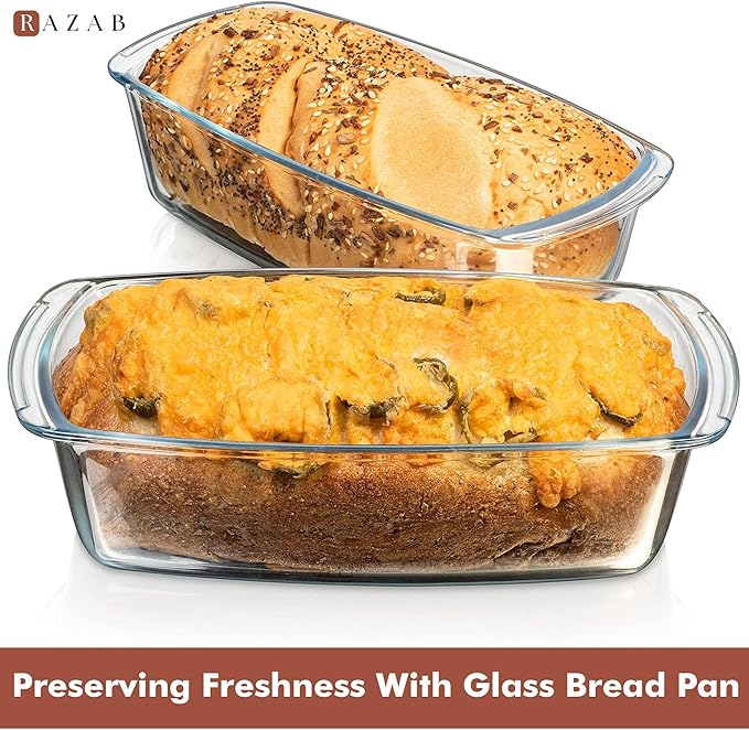 Razab LARGE 7.6 Cups/1800 ML/1.9 Qt Glass Loaf Pan - Image 2