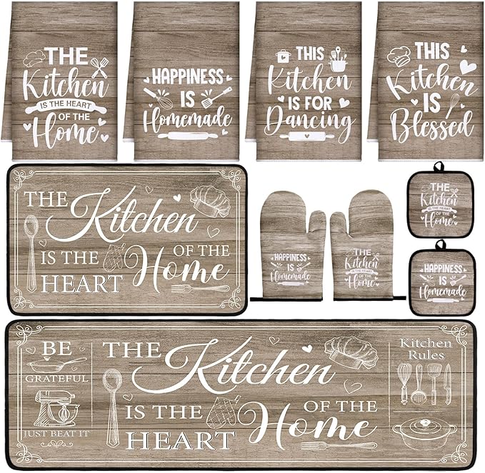 Fourluoo 10 Pcs Farmhouse Kitchen Decor and Accessories Set 4 Kitchen Towels 2 by Fourluoo