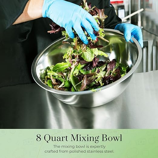 OCS Parts 8 Quart Mixing Bowls | Set of 4 | 13.25-Inch Stainless Steel - Image 8