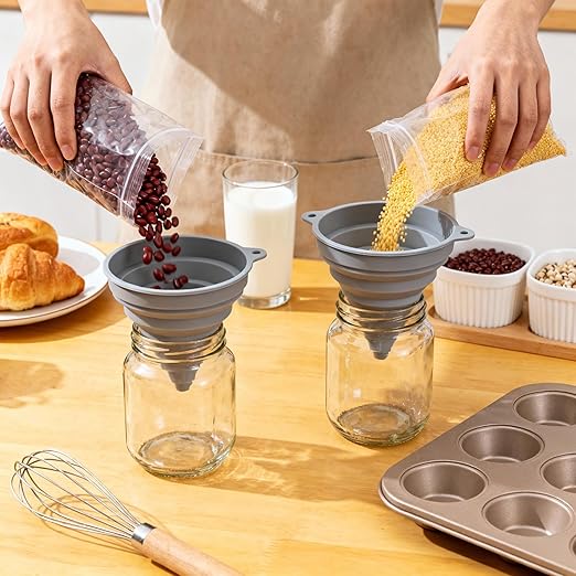 Kitchen Funnels for Filling Bottles, Silicone Small and Large Funnel Set - Image 2