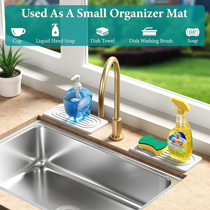 Water Absorbing Stone Tray, Quick Drying Diatomite Bathroom Tray Countertop - Image 6