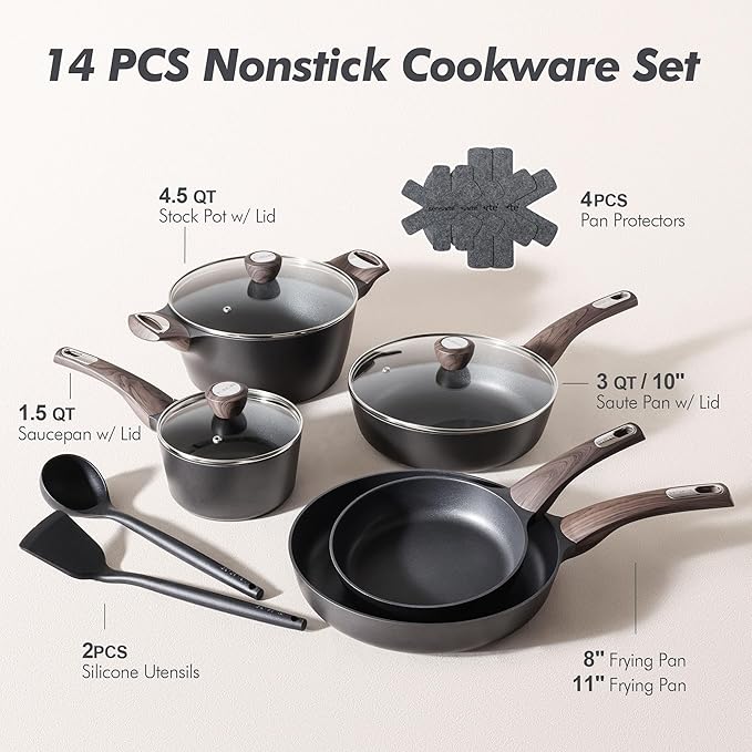 SENSARTE Pots and Pans Set Non stick, Non toxic Healthy Induction Cookware Sets - Image 3