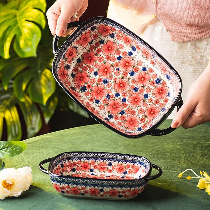 Baking Dish Ceramic Baking Pan Blue Casserole Dish Porcelain rectangular Baking - Image 3