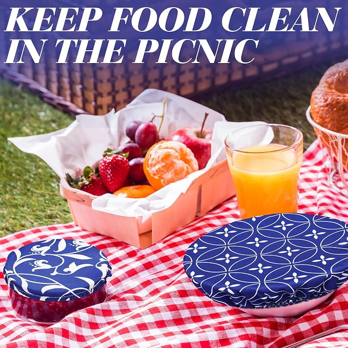 Patelai 10 Pcs Bowl Covers Reusable in 5 Size Stretch Cloth Fabric Elastic Food - Image 4