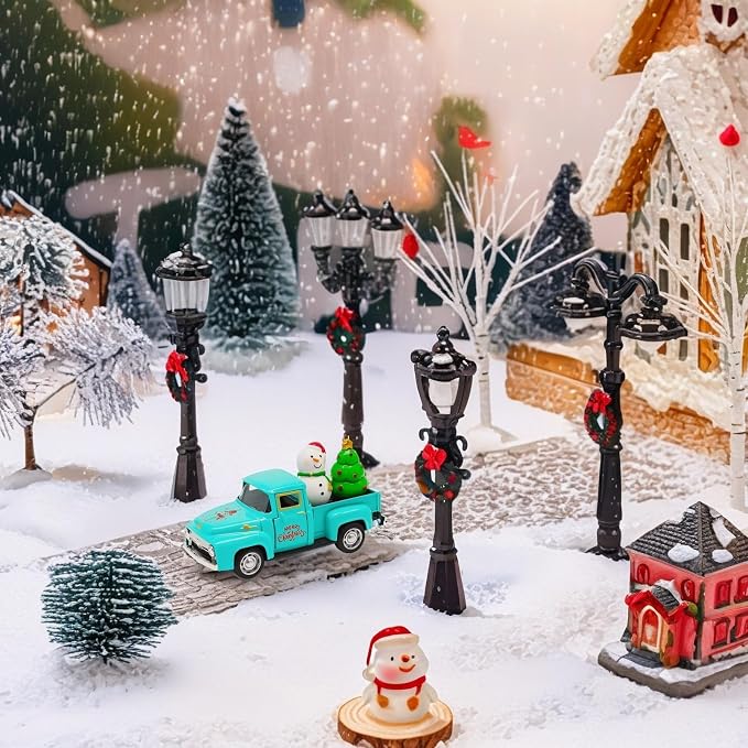 Vintage Blue Christmas Truck Decor – 4.9″Retro Die-Cast Metal Pickup - Image 2