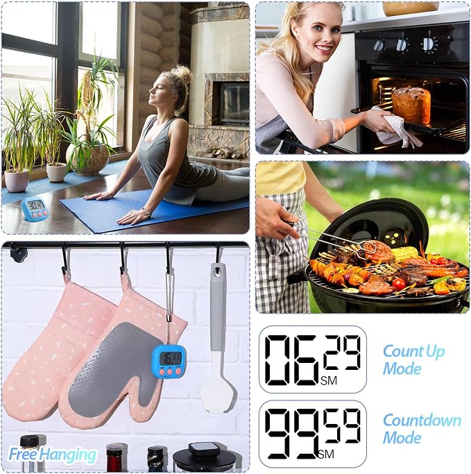 Leumoi 24 Pcs Digital Kitchen Timers Bulk Small Magnetic Timer On/Off Switch - Image 5