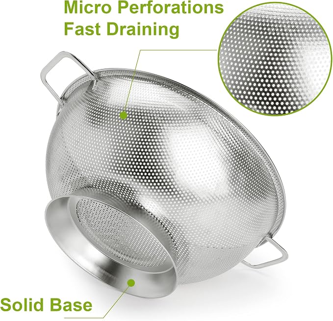 Gulex Colander Stainless Steel 5-Quart, Strainer - Image 3