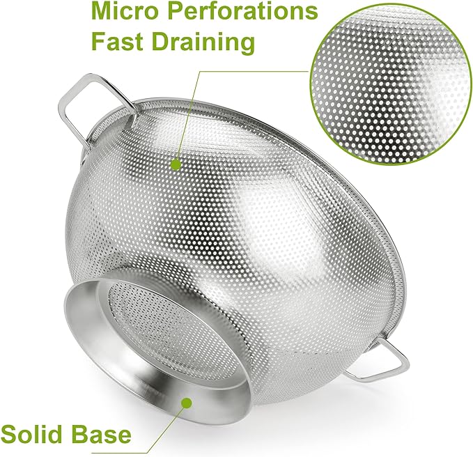 Gulex Colander Stainless Steel 3-Quart, Strainer - Image 3