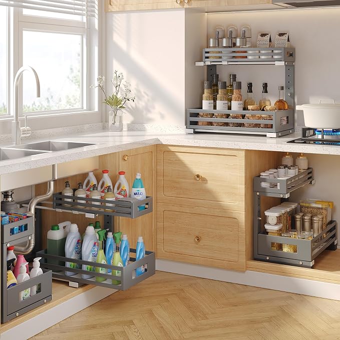 1-Pack Under Sink Organizers and Storage, 2-Tier L Shape Pull Out Cabinet - Image 6