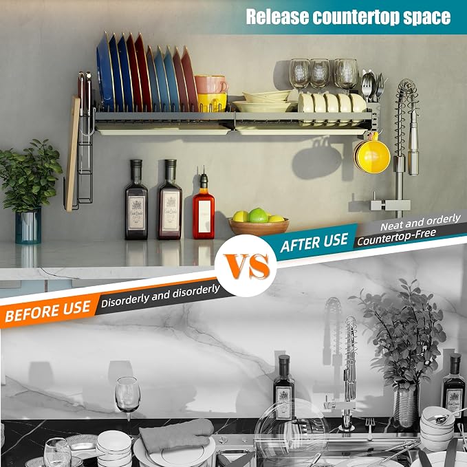 Hanging Wall Mounted Dish Drying Rack - Image 4