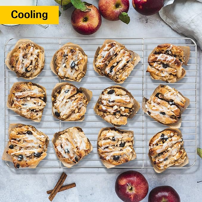 E-far Baking Cooling Rack Set of 2, Stainless Steel Metal Roasting Cooking Racks - Image 4