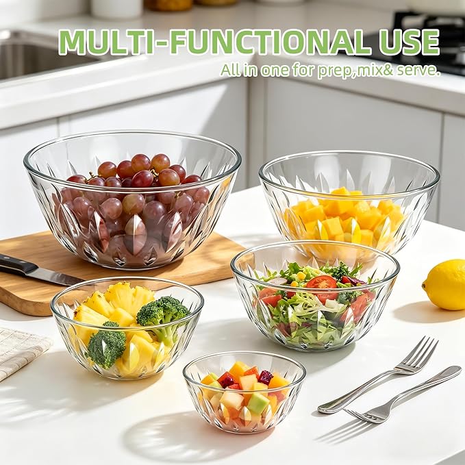 Luvan 5-Pack Glass Mixing Bowls - Image 3