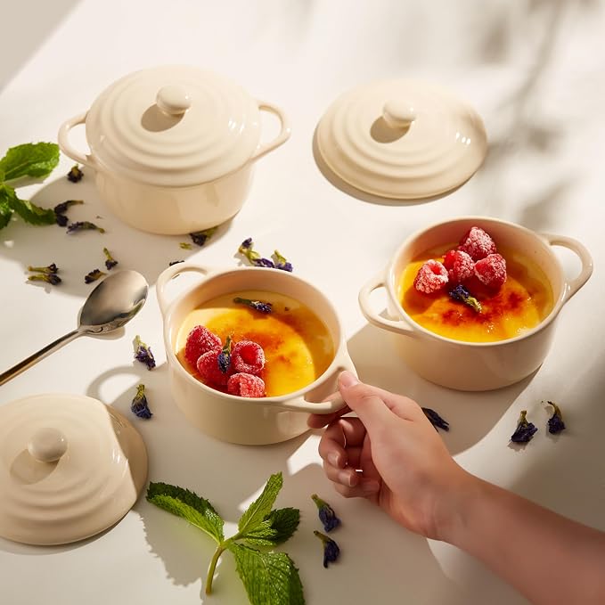 Kook Ceramic Mini Cocotte Set, Small Casserole Dishes - Image 2