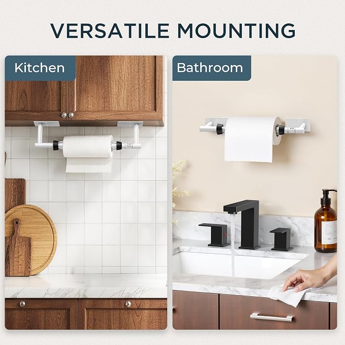 FORIOUS Paper Towel Holder Under Cabinet, Single Hand Operable - Image 7