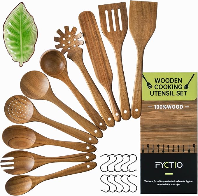 Wooden Utensil Set 11 Pcs by FyctioHome