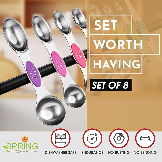 Spring Chef Stainless Steel Magnetic Measuring Spoons Set of 8 - Image 2
