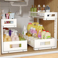 2 Pack 17IN Depth Under Sink Storage Organizer, Large 2-Tier Elegant Mesh Pull by UnderSinkOrganizer