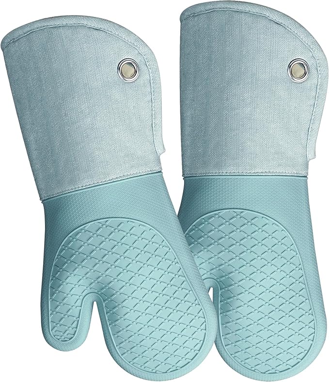 Professional Microwave Silicone Oven Mitts one Pair, Kitchen Mitten Set by REDLMLDETA
