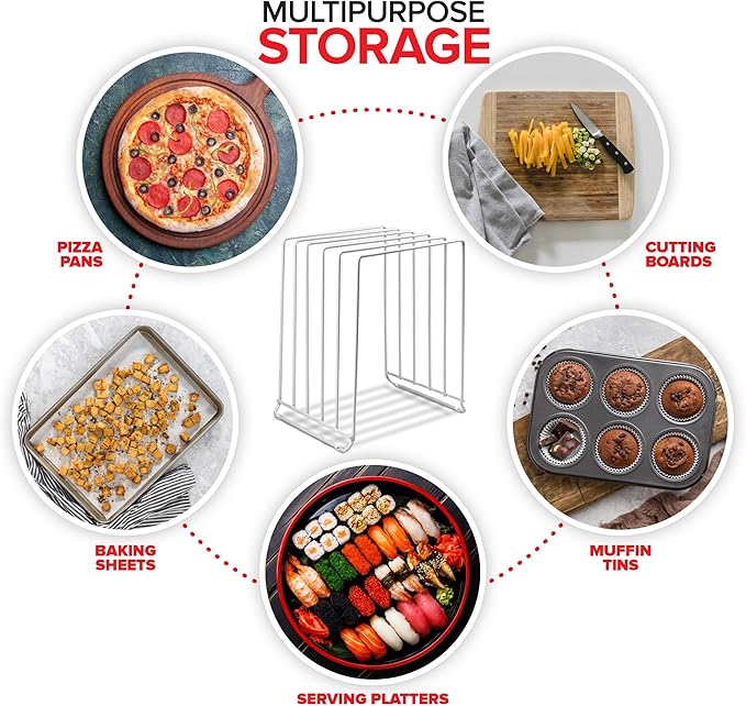Stock Your Home White Extra Tall Steel Baking Pan Organizer Rack - Image 4