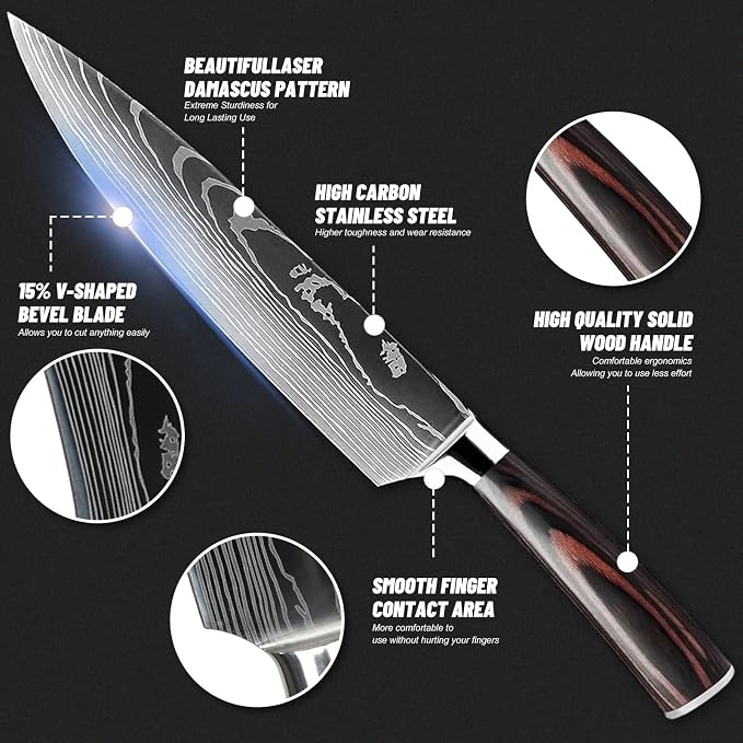 7-Piece Kitchen Knife Set with Magnetic Block - Image 2
