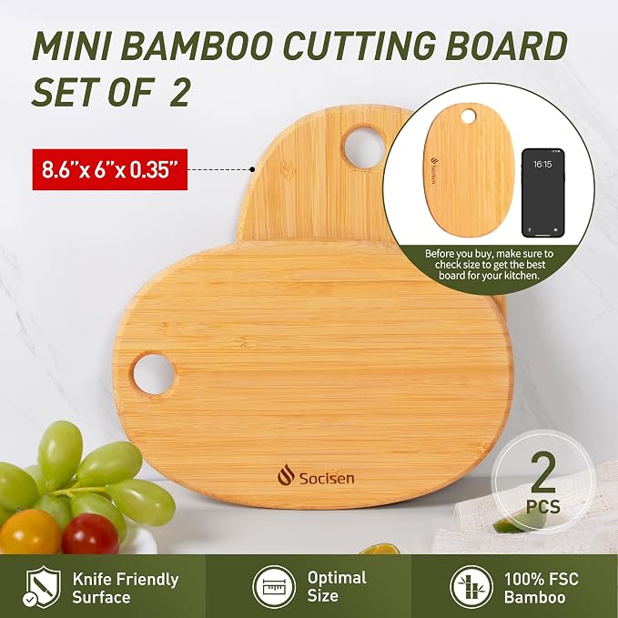 2 Pack Small Bamboo Wood Cutting Board - Image 3