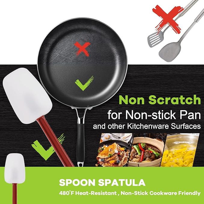 Commercial Spoonula Rubber Spatula Set 2, High Heat Spatula Spoon 16 Inches - Image 4