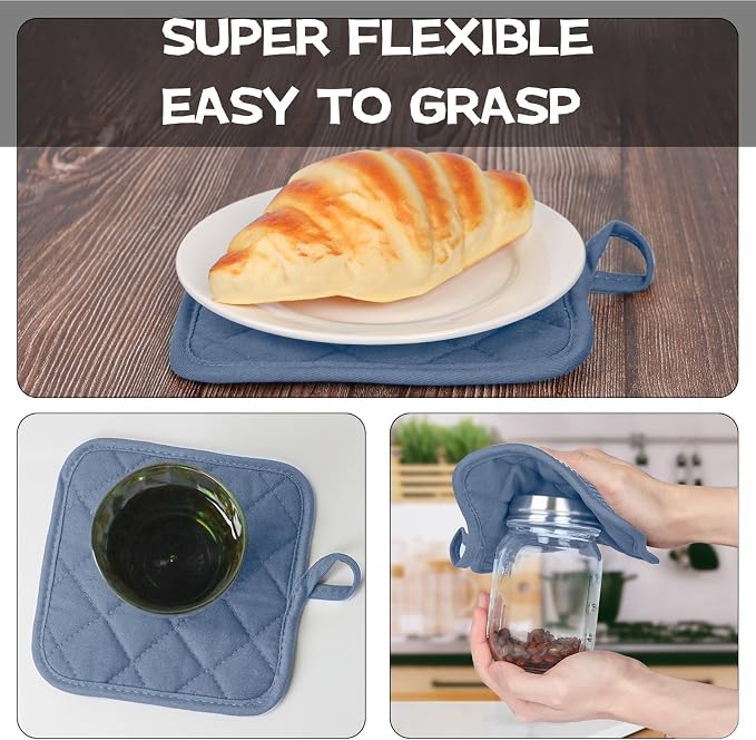 Oven Mitts and Pot Holders Set, Heat Resistant Silicone Kitchen Mini Oven - Image 6