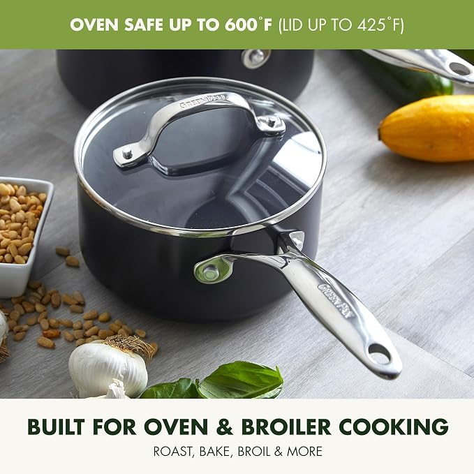 GreenPan Valencia Pro Ceramic Nonstick 1.66QT & 3.3QT Saucepan Pots - Image 8